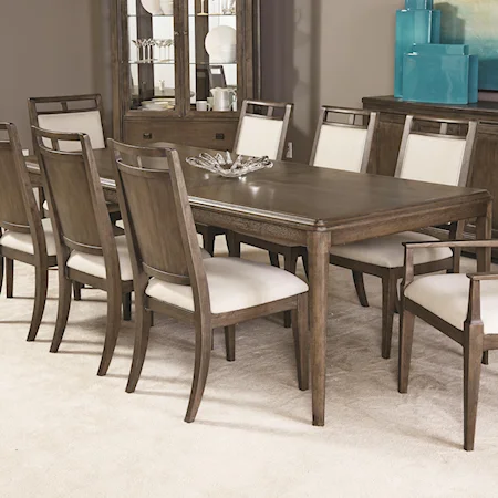 Contemporary Rectangular Dining Table with Block Legs and Extension Leaf